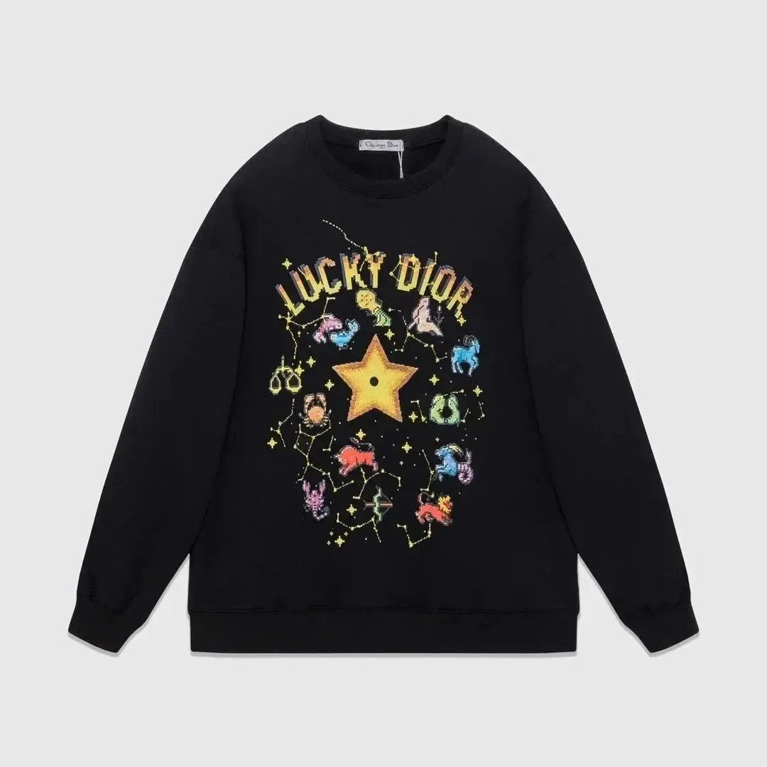Dior Lucky Dior Long Sleeve Colorful Printed Round Neck Casual Top [15 styles]